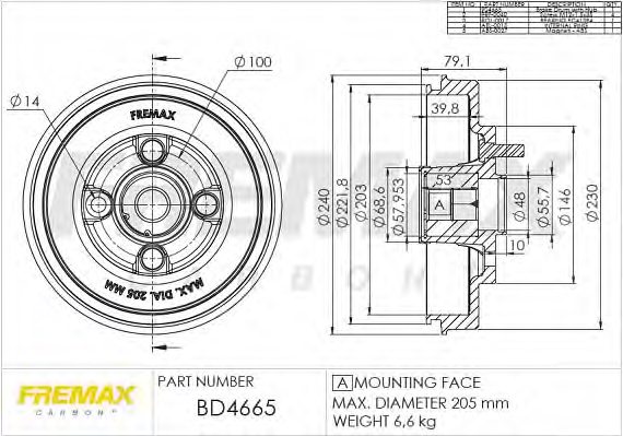 FREMAX BD-4665 Brake Drum